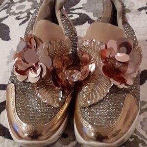 Rose gold colored sneakers